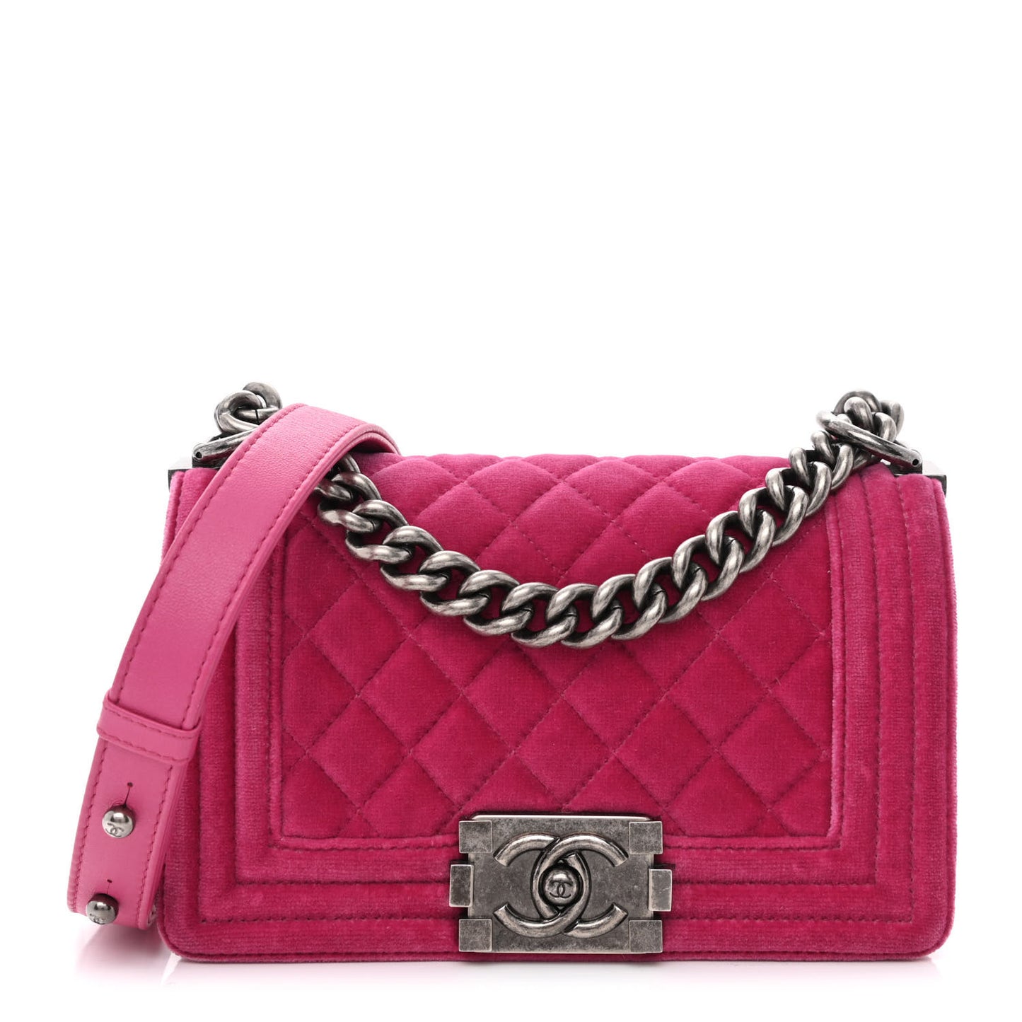 Velvet Quilted Small Boy Flap Pink