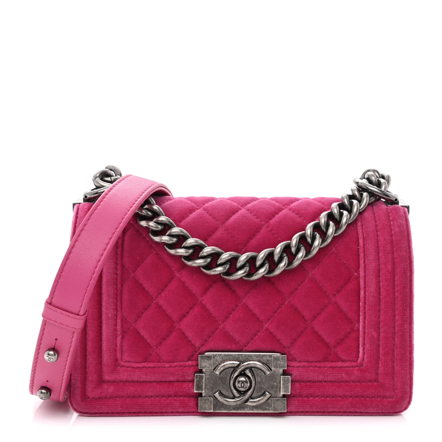 Chanel Velvet Quilted Small Boy Flap Pink 1 of 10