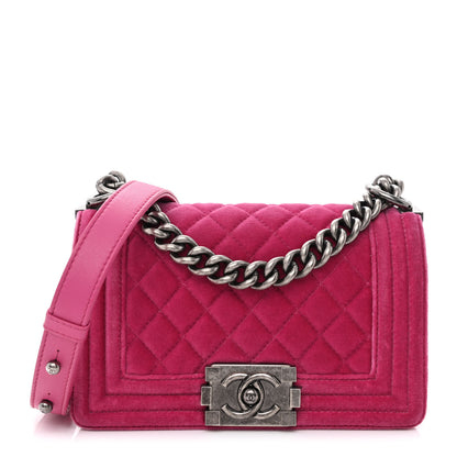 Chanel Velvet Quilted Small Boy Flap Pink 1 of 10