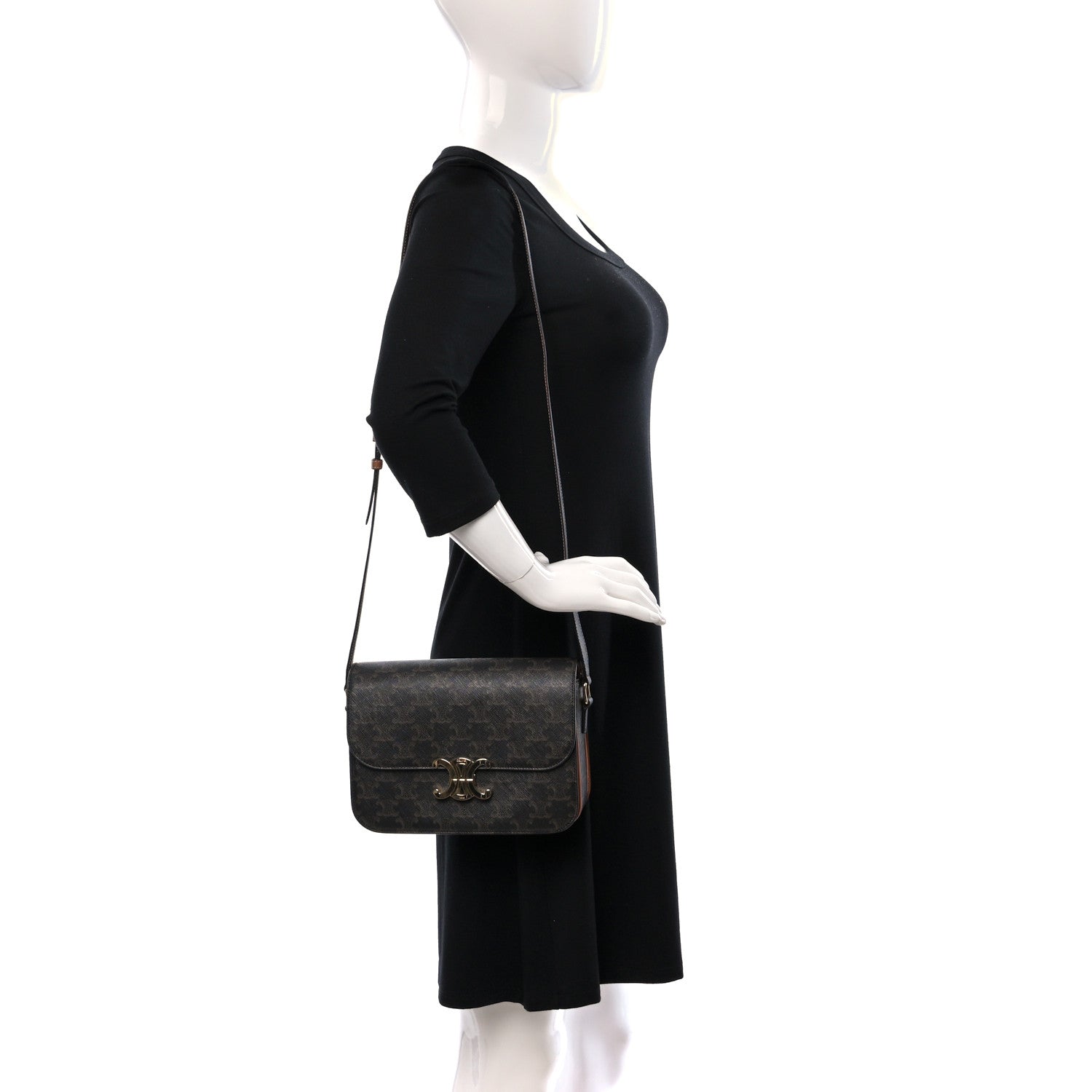 Celine Calfskin Triomphe Canvas Medium Triomphe Tan 2 of 9