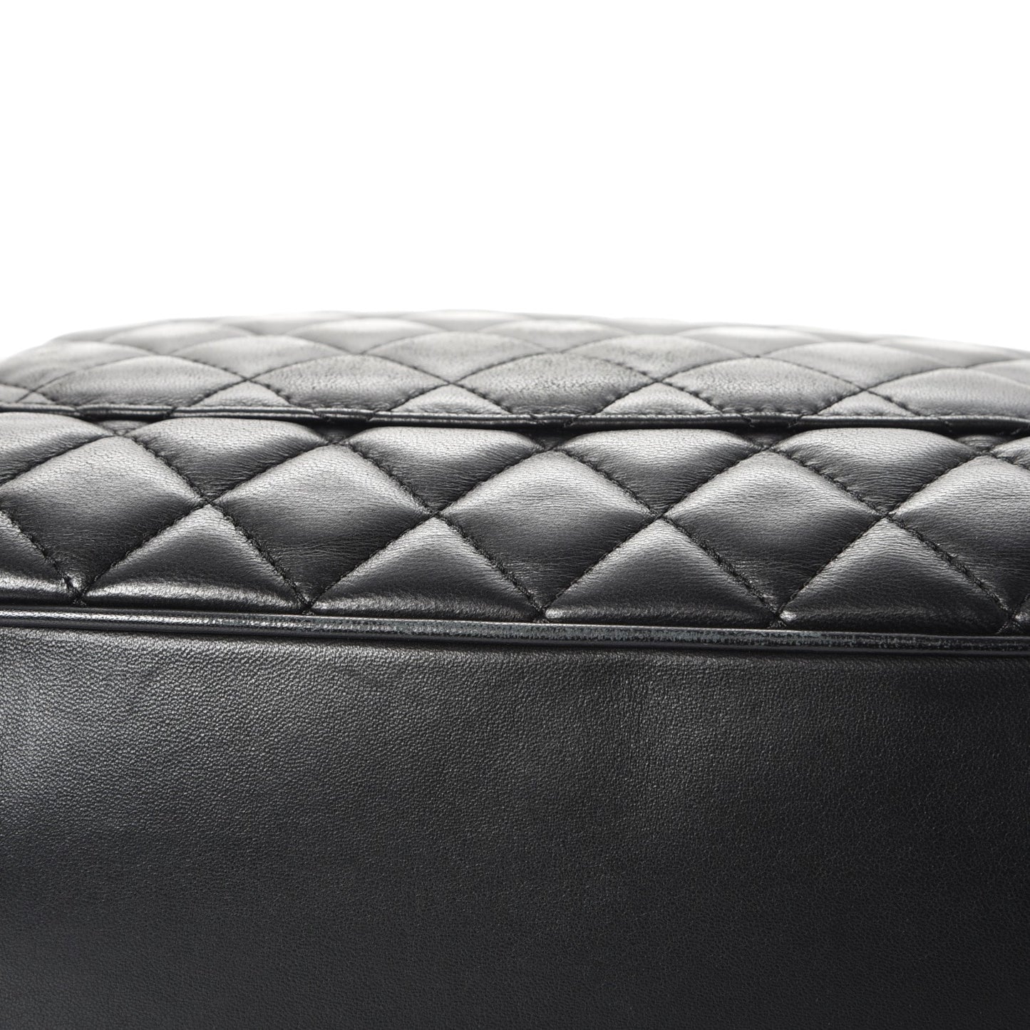 Lambskin Quilted Front Flap Tote Black