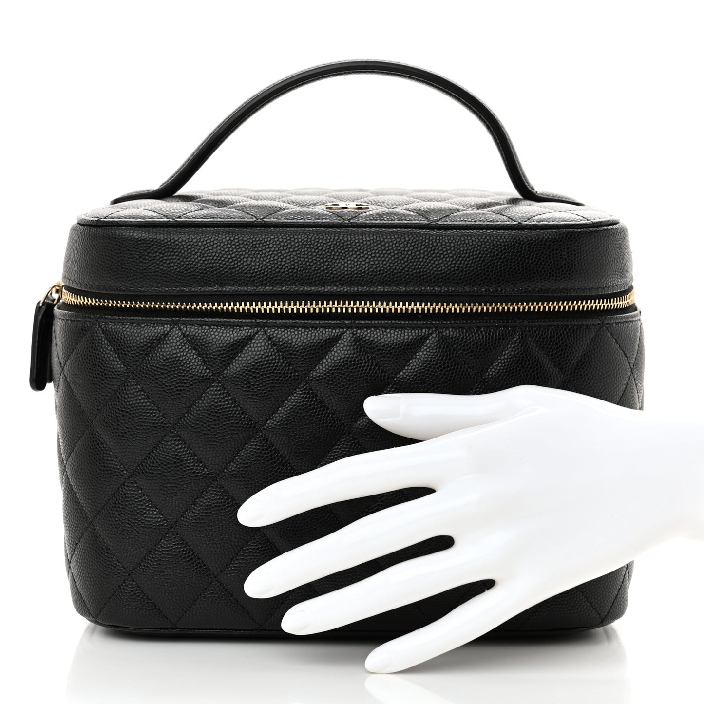 Caviar Quilted Large Vanity Pouch Black