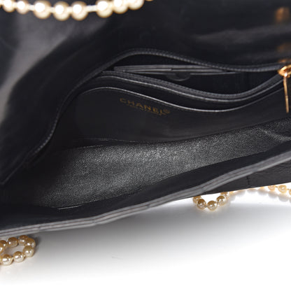 Chanel Lambskin Chocolate Bar Pearl Chain Flap Black 5 of 13