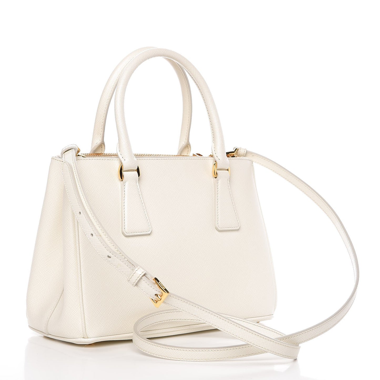 Saffiano Lux Small Galleria Double Zip Tote White