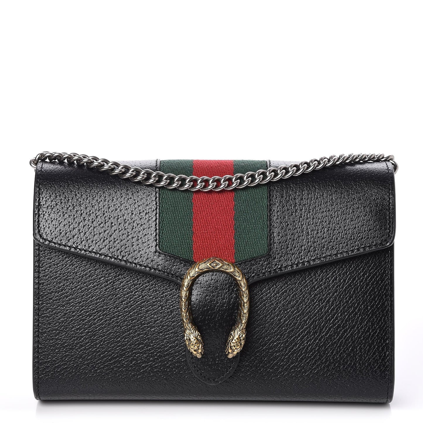 Calfskin Web Mini Dionysus Chain Wallet Black