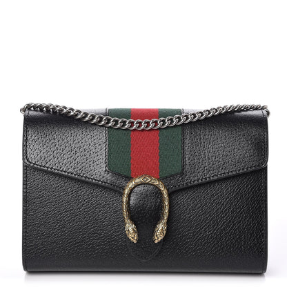 Gucci Calfskin Web Mini Dionysus Chain Wallet Black 1 of 8
