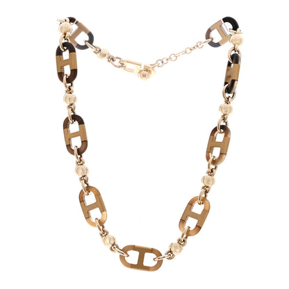 Hermes Buffalo Horn Lacquer Chaine D'Ancre Necklace Black Gold 3 of 7