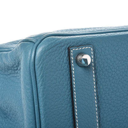 Hermes Taurillon Clemence Birkin 40 Blue Jean 8 of 28