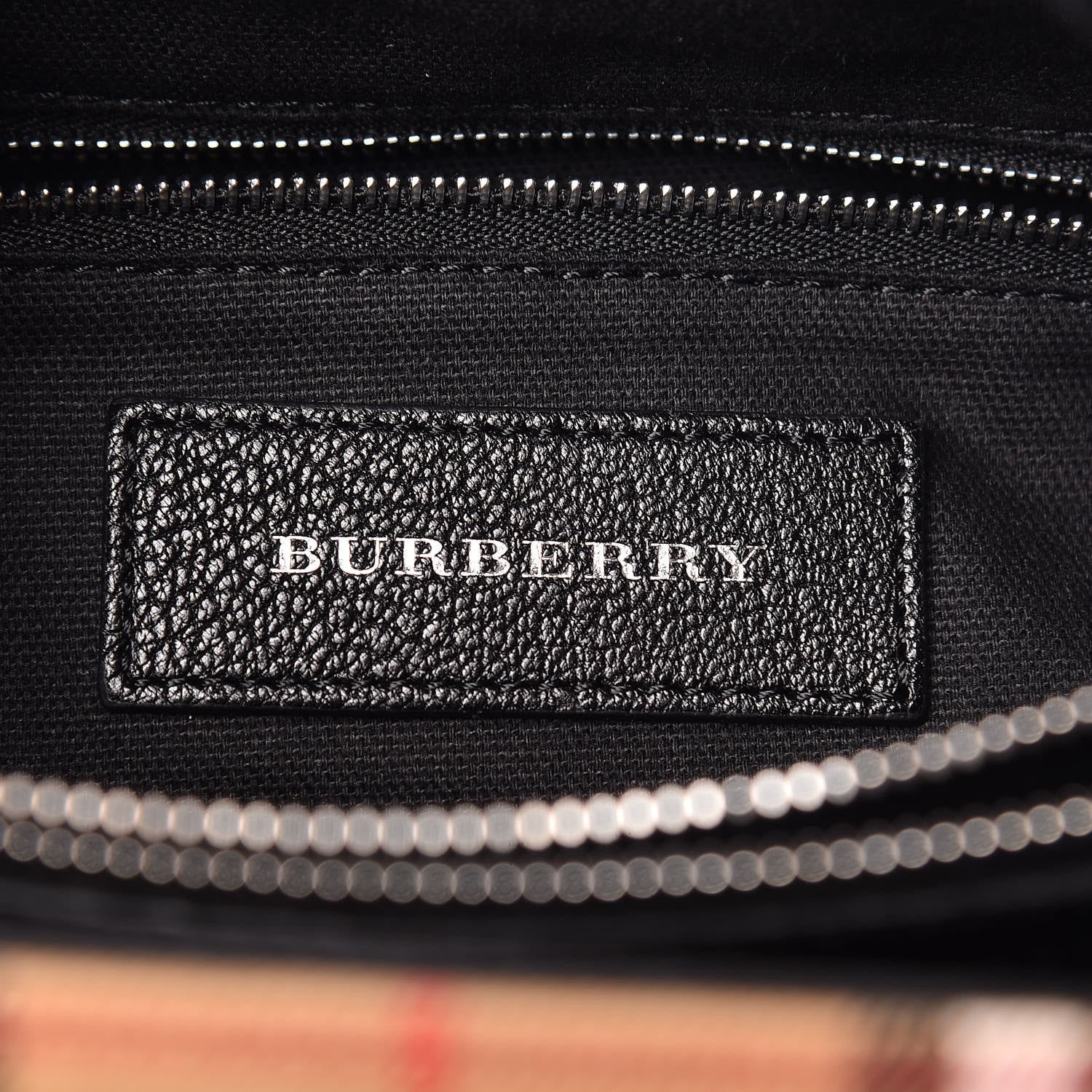 Burberry Goatskin Vintage Check Medium Banner Tote Black 9 of 11