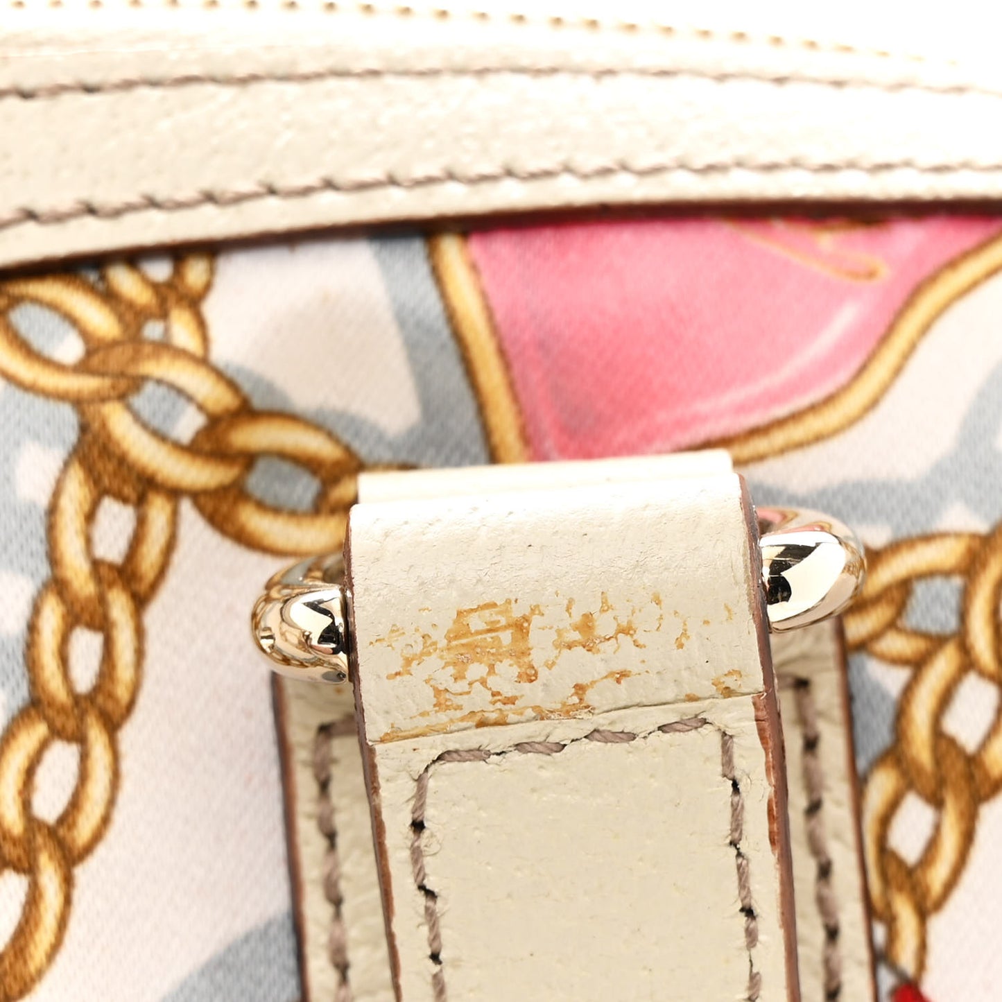 Satin Print Small Charmy Boston White