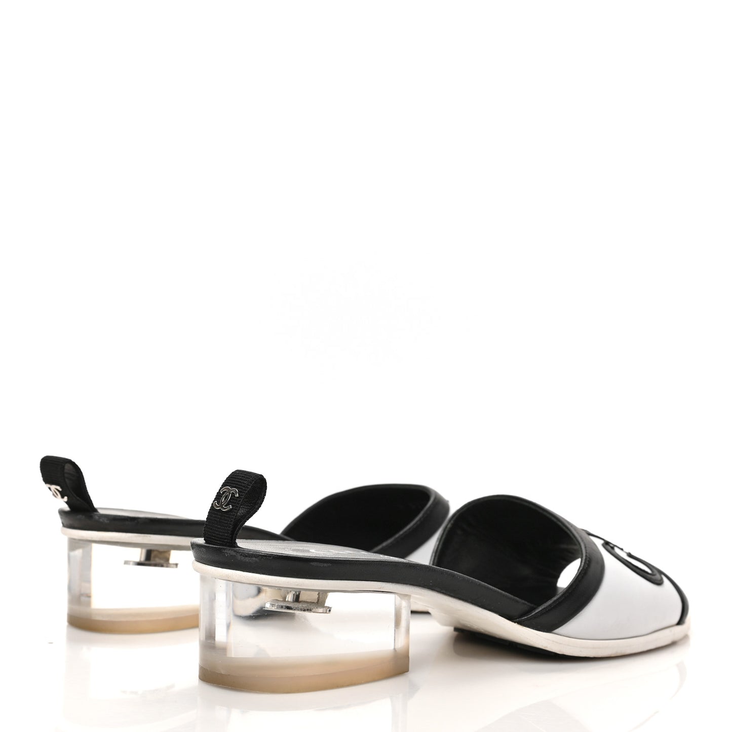 PVC Lambskin Logo Mules 38 Black