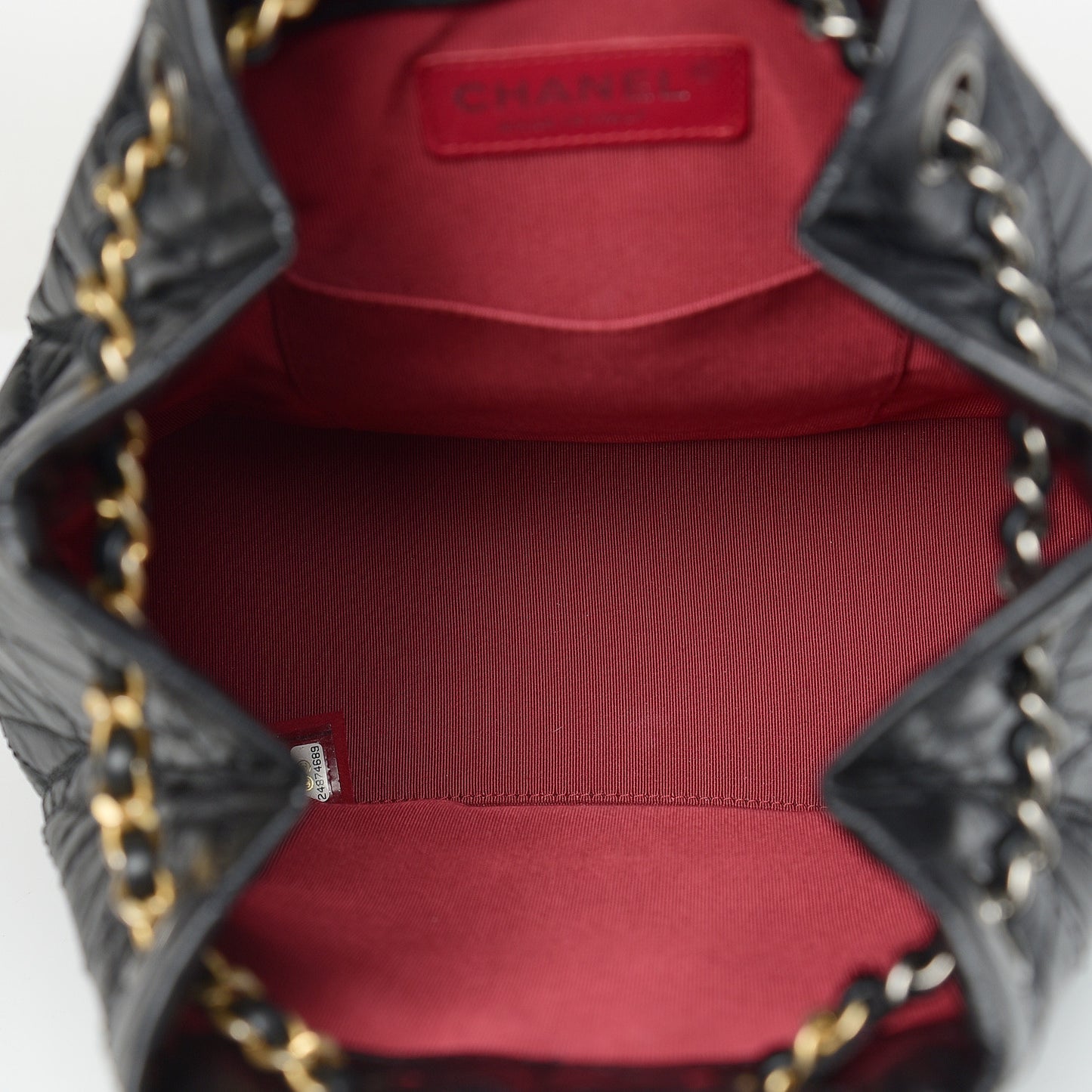 Aged Calfskin Quilted Small Gabrielle Backpack Black