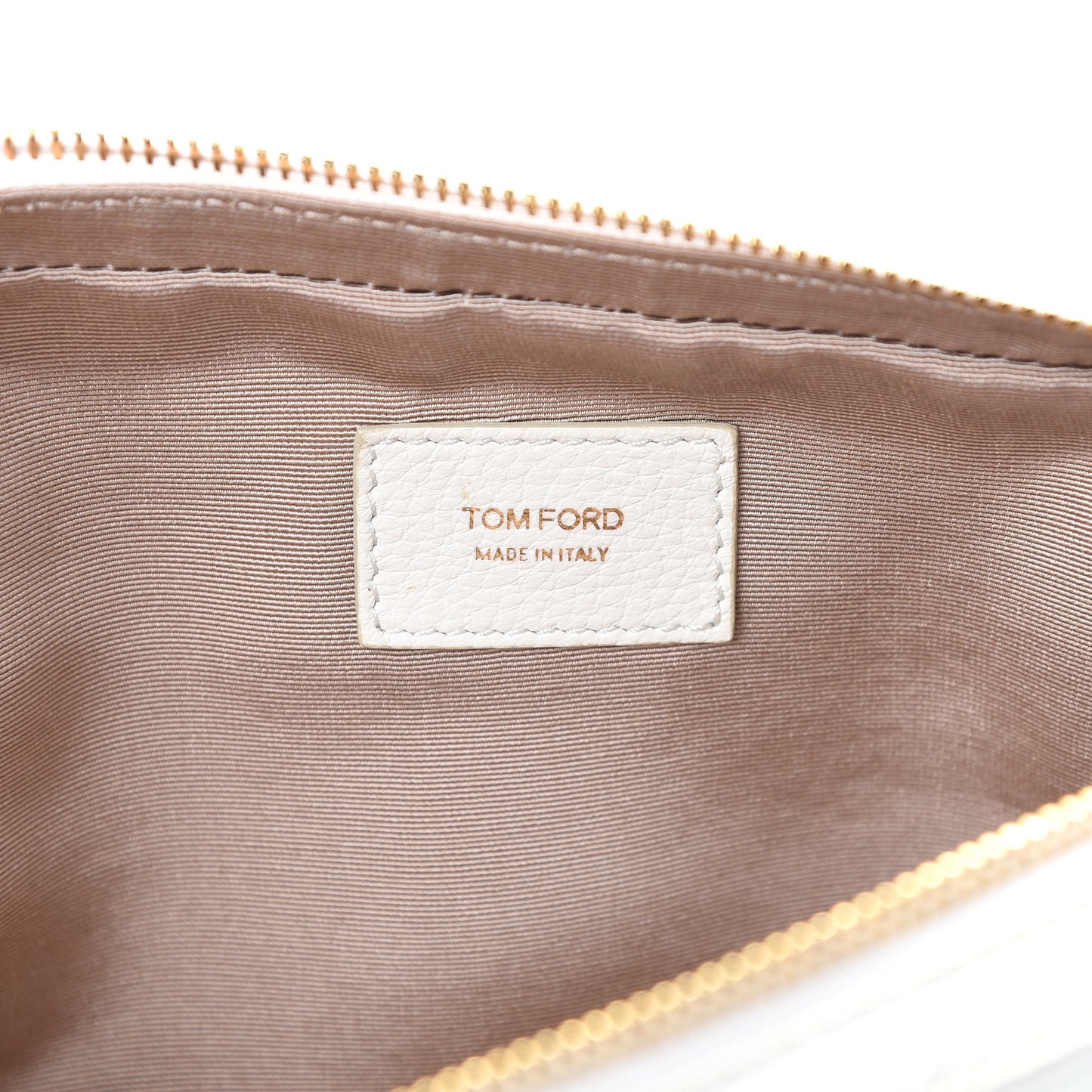 Grained Calfskin Medium Cosmetic Pouch White
