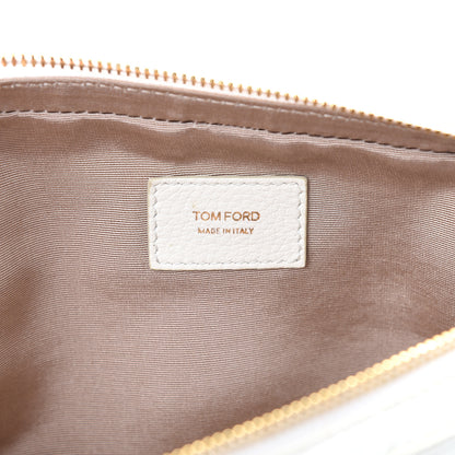 Tom Ford Grained Calfskin Medium Cosmetic Pouch White 5 of 8