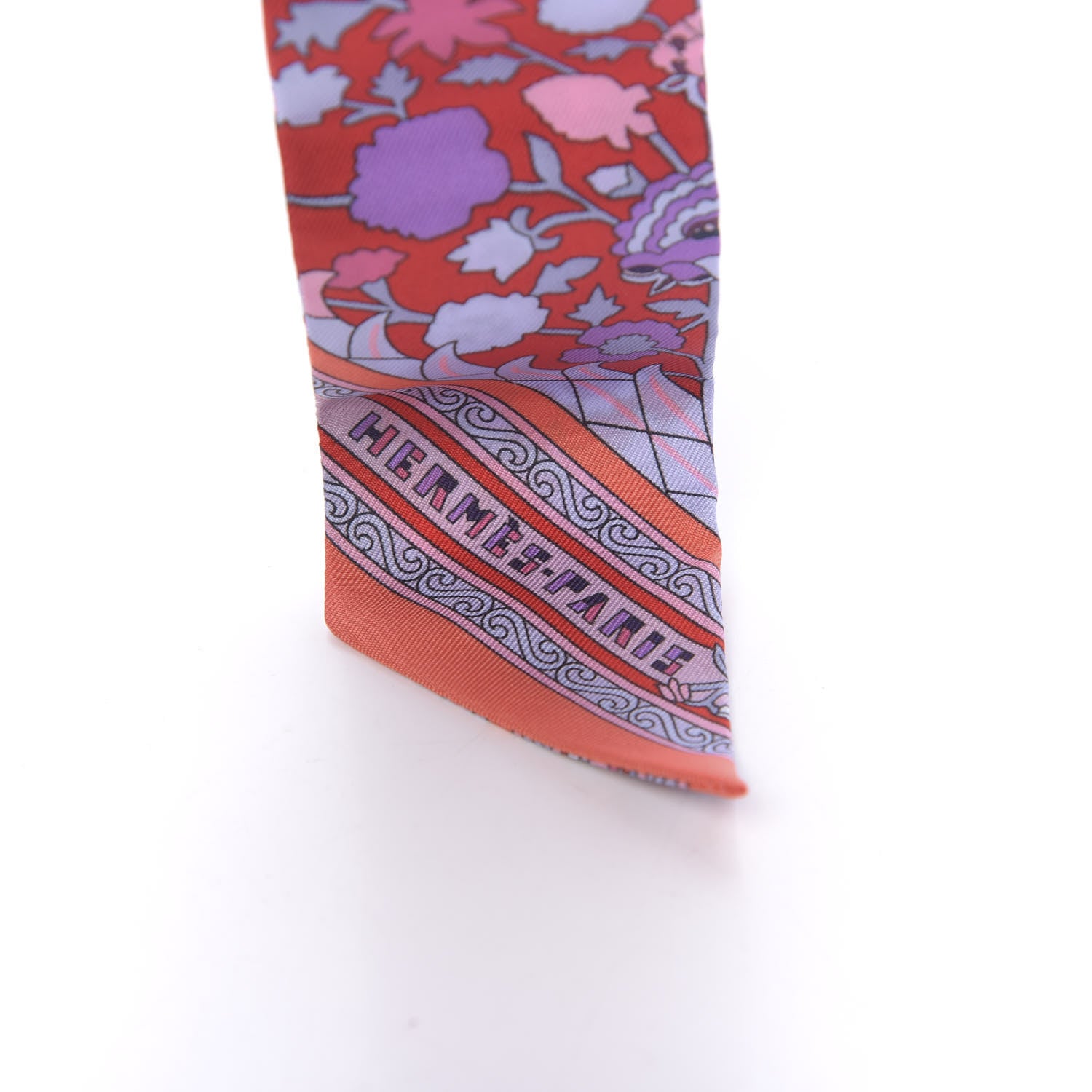 Hermes Silk Tapis Persans Twilly Marine Rouge Mauve 4 of 4