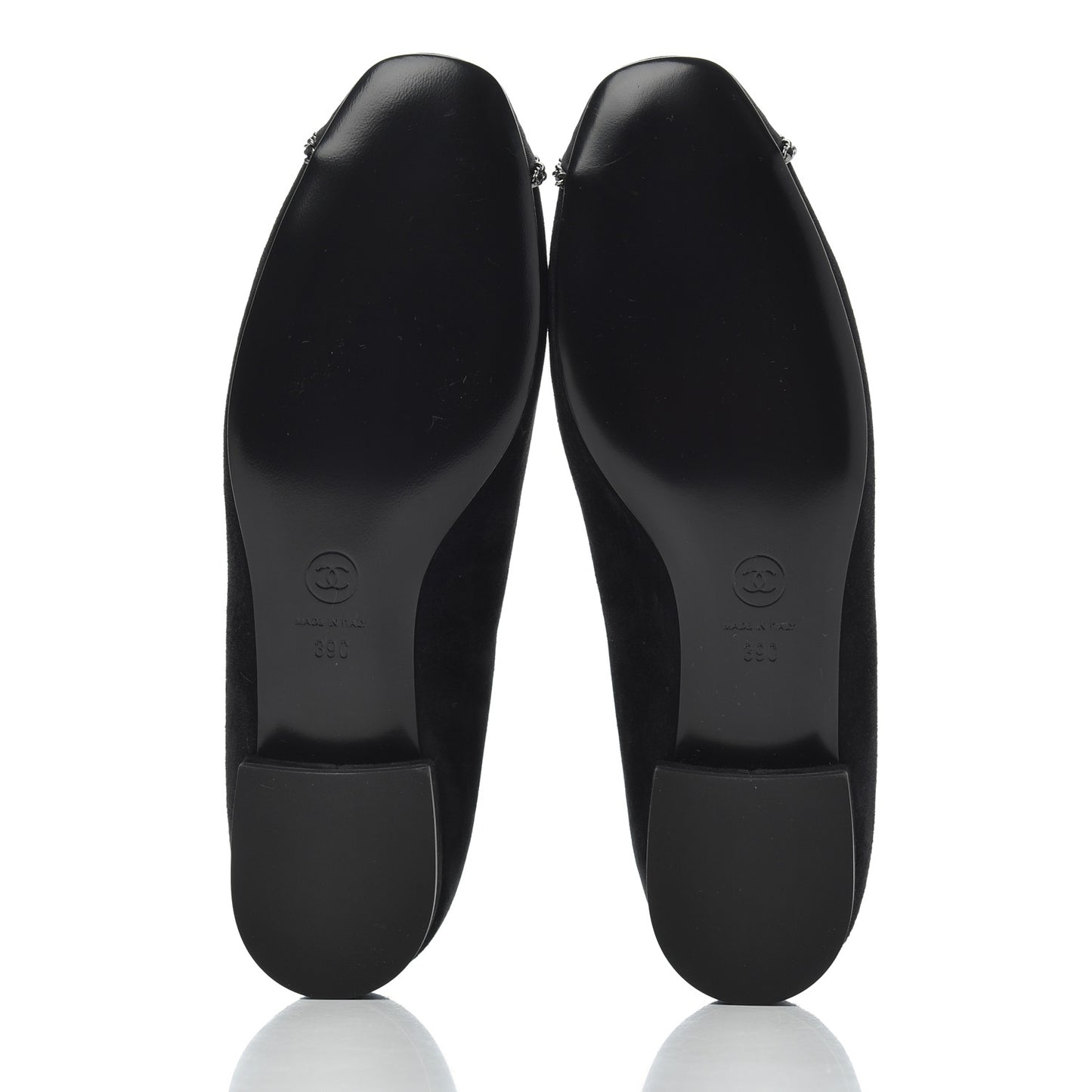 Suede Cap Toe Chain Moccasin Loafers 39 Black