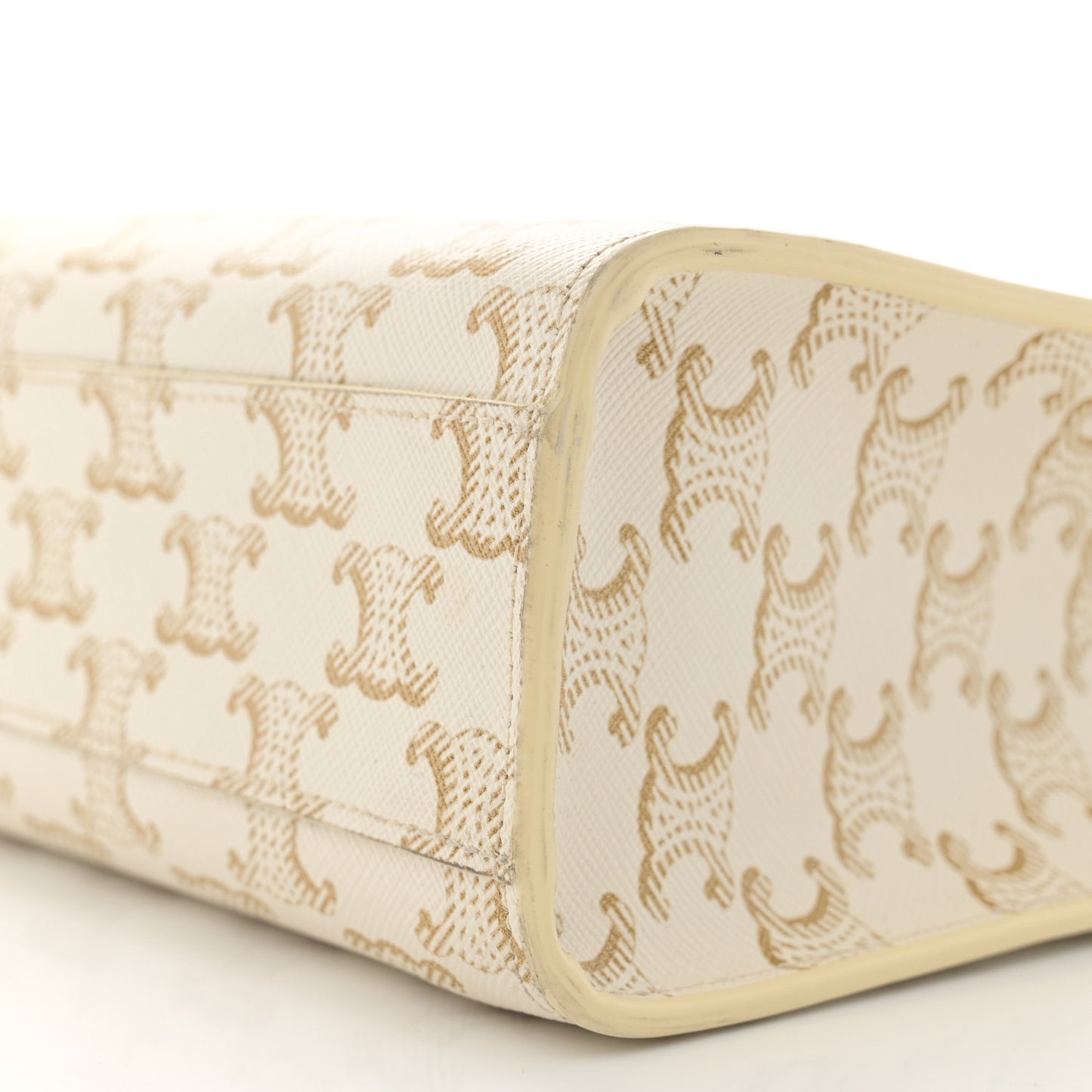 Triomphe Canvas Calfskin Small Vertical Cabas White