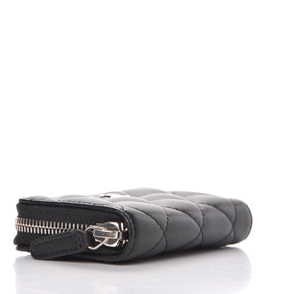 Chanel Lambskin Quilted Zip Around Coin Purse Wallet Black 4 of 8