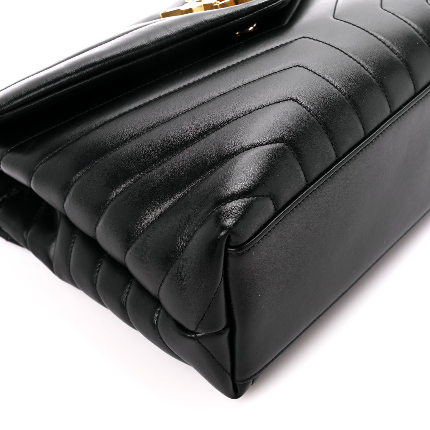 Calfskin Y Quilted Monogram Medium Loulou Chain Satchel Black