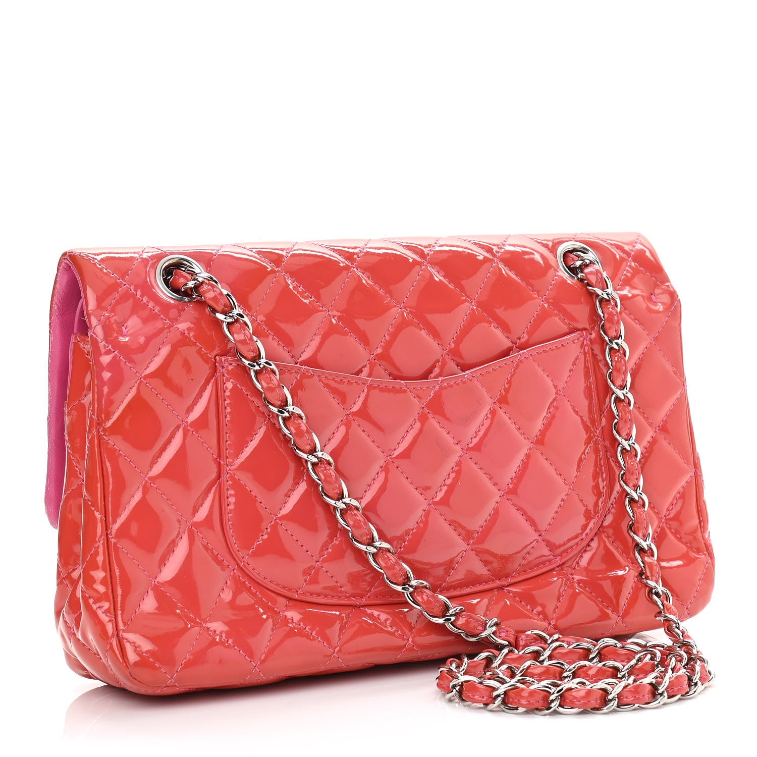 Chanel Patent Quilted Medium Double Flap Fuchsia 3 of 10
