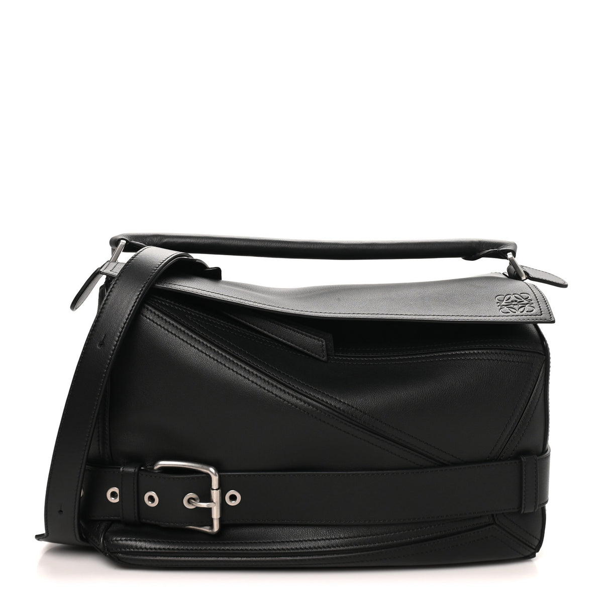 Loewe Shiny Calfskin Large Puzzle Biker Bag Black 1 of 7