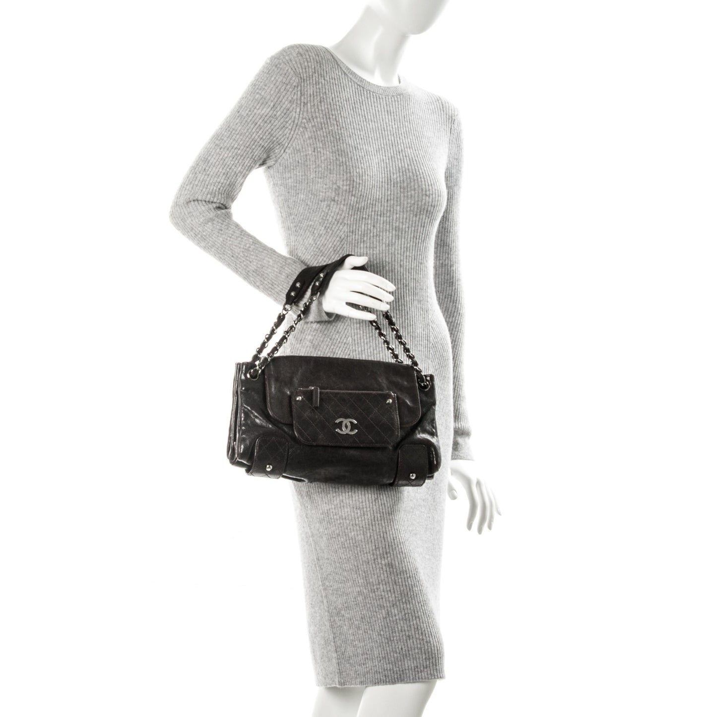 Glazed Caviar Pocket In The City Tote Brown