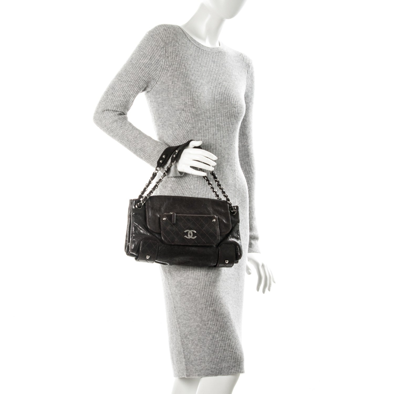 Chanel Glazed Caviar Pocket In The City Tote Brown 2 of 8