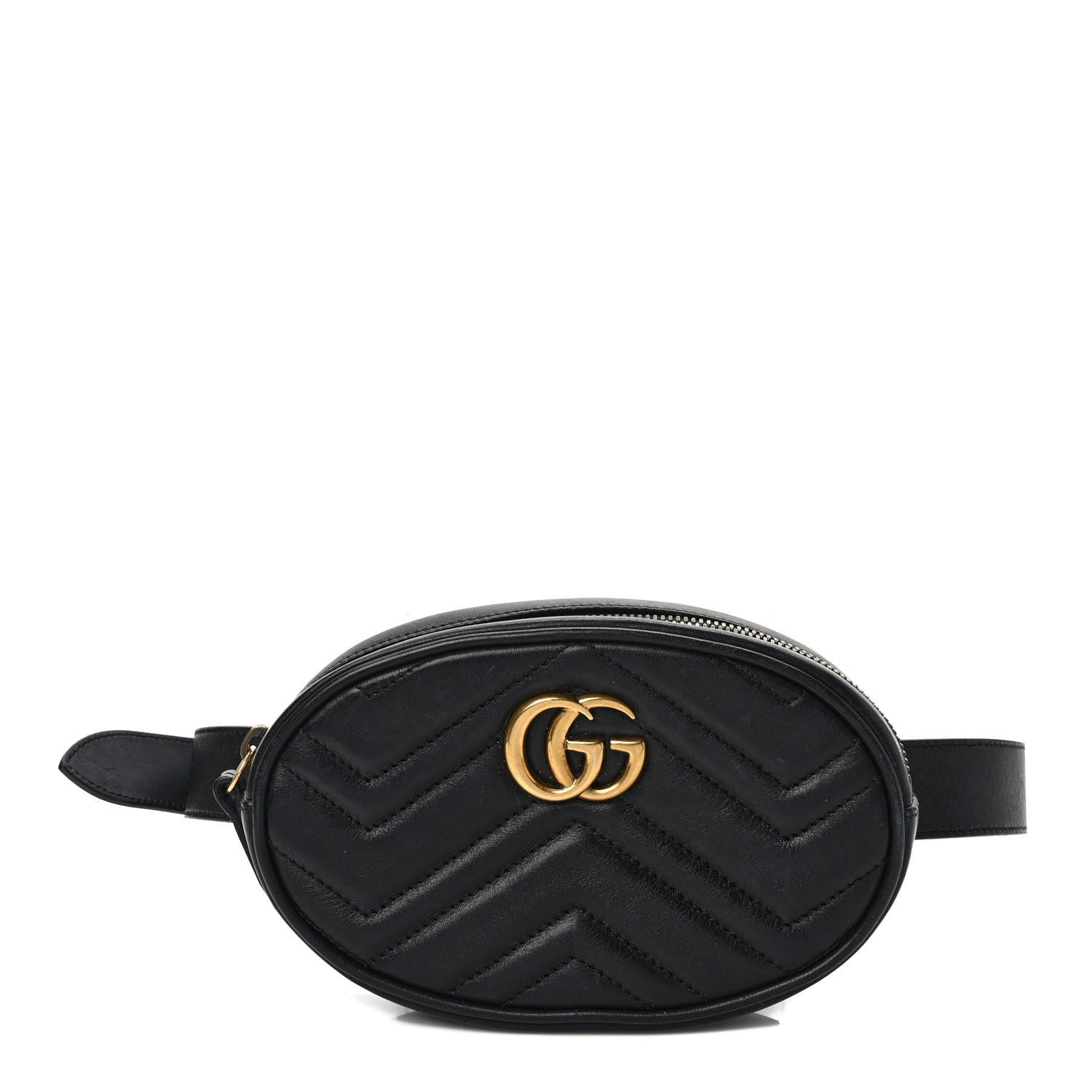 Gucci Calfskin Matelasse GG Marmont Belt Bag 75 30 Black 1 of 8