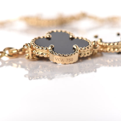 Van Cleef & Arpels 18K Yellow Gold Black Onyx 10 Motifs Vintage Alhambra Necklace 6 of 6