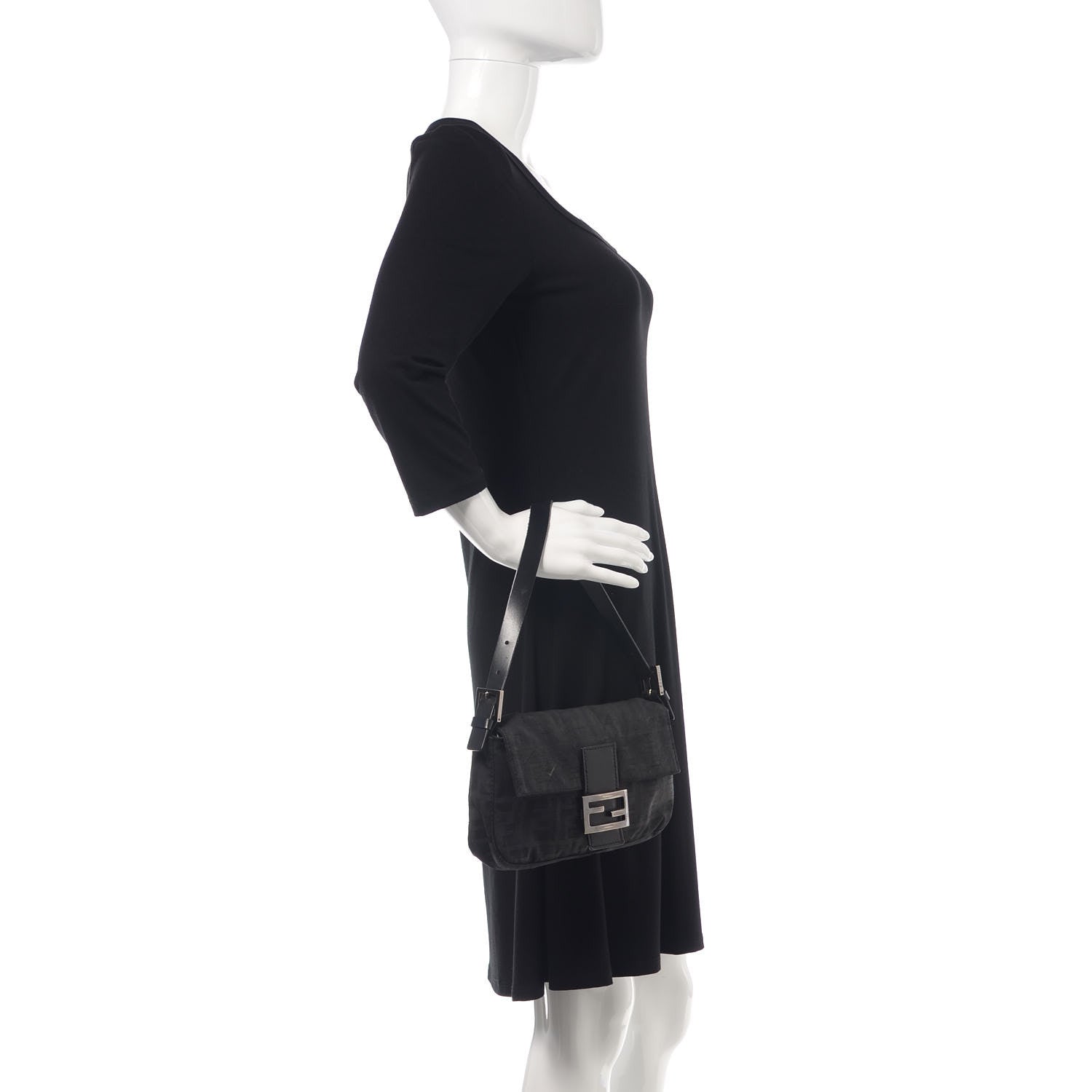 Fendi Nylon Zucca Baguette Black 2 of 14