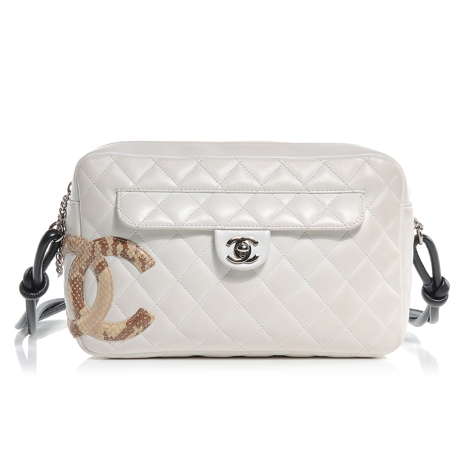 Chanel Calfskin Python Quilted Cambon Camera Case White 53904 ...
