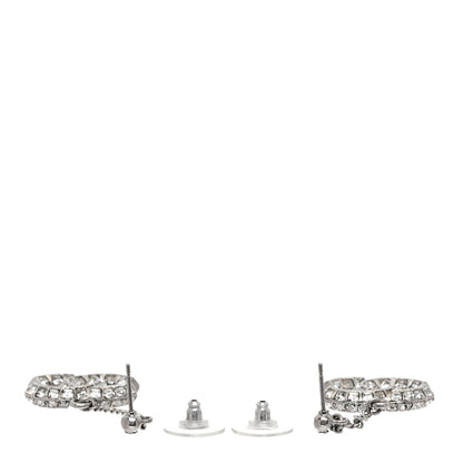 Chanel Baguette Crystal CC Drop Earrings Silver 3 of 5