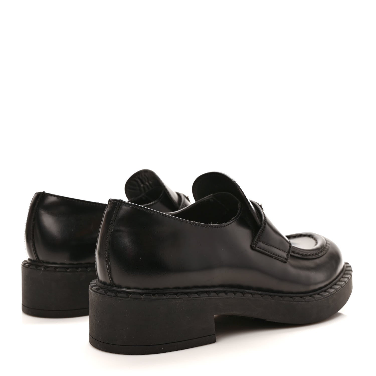 Prada Spazzolato Metal Triangle Logo 50mm Loafers 40 Black 4 of 8