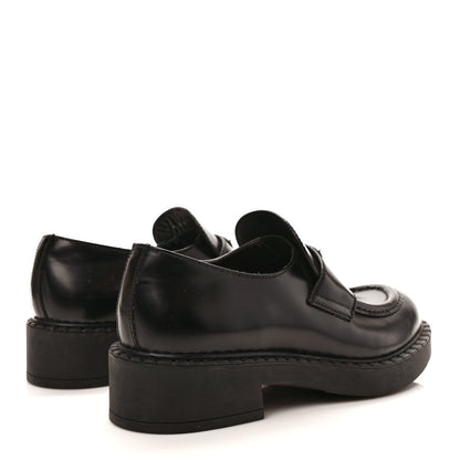 Prada Spazzolato Metal Triangle Logo 50mm Loafers 40 Black 4 of 8