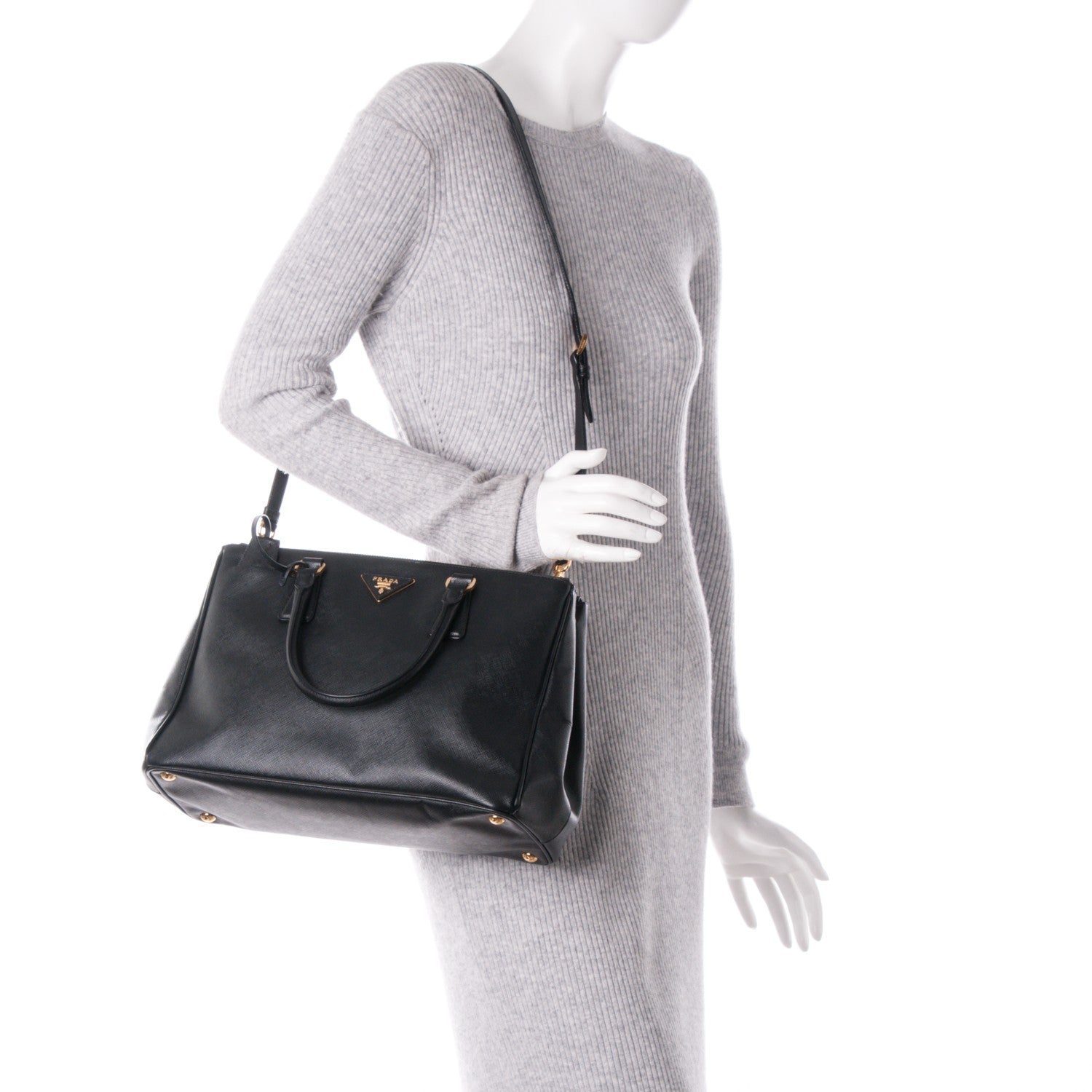 Prada Saffiano Medium Galleria Double Zip Tote Black 2 of 10