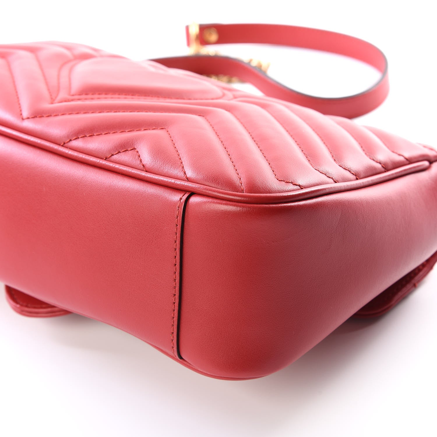 Gucci Calfskin Matelasse Small GG Marmont Shoulder Bag Hibiscus Red 8 of 10