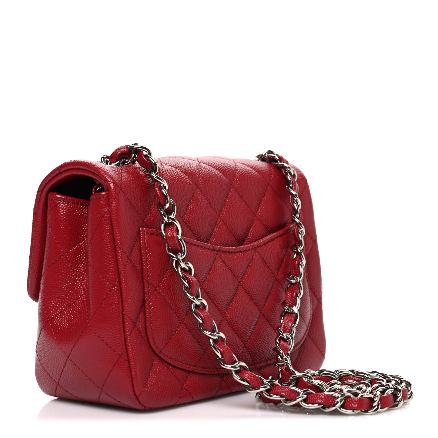 Caviar Quilted Mini Square Flap Red