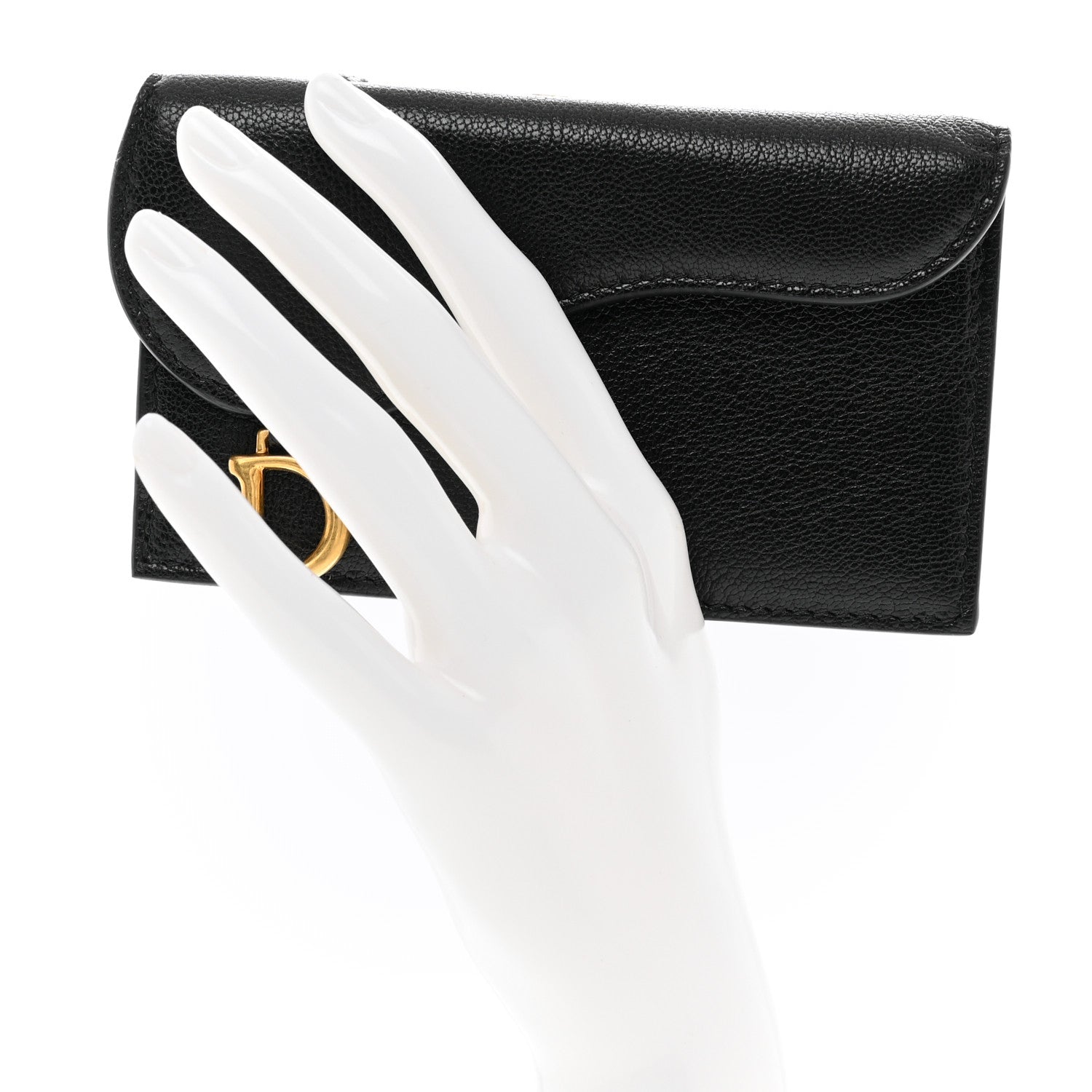 Christian Dior Goatskin Saddle Cosmos Zipped Card Holder Black 2 of 7