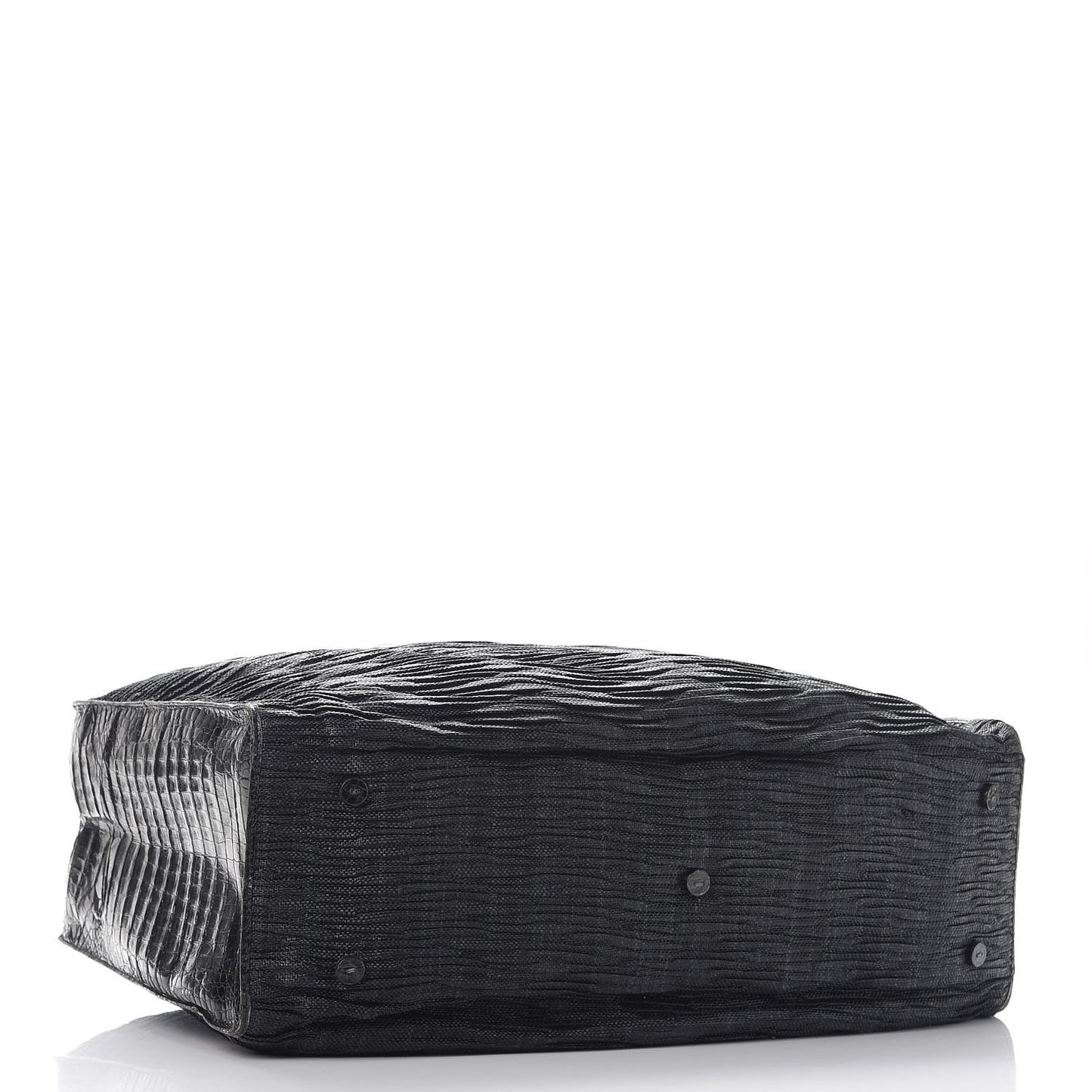Straw Crocodile Shopping Tote Black