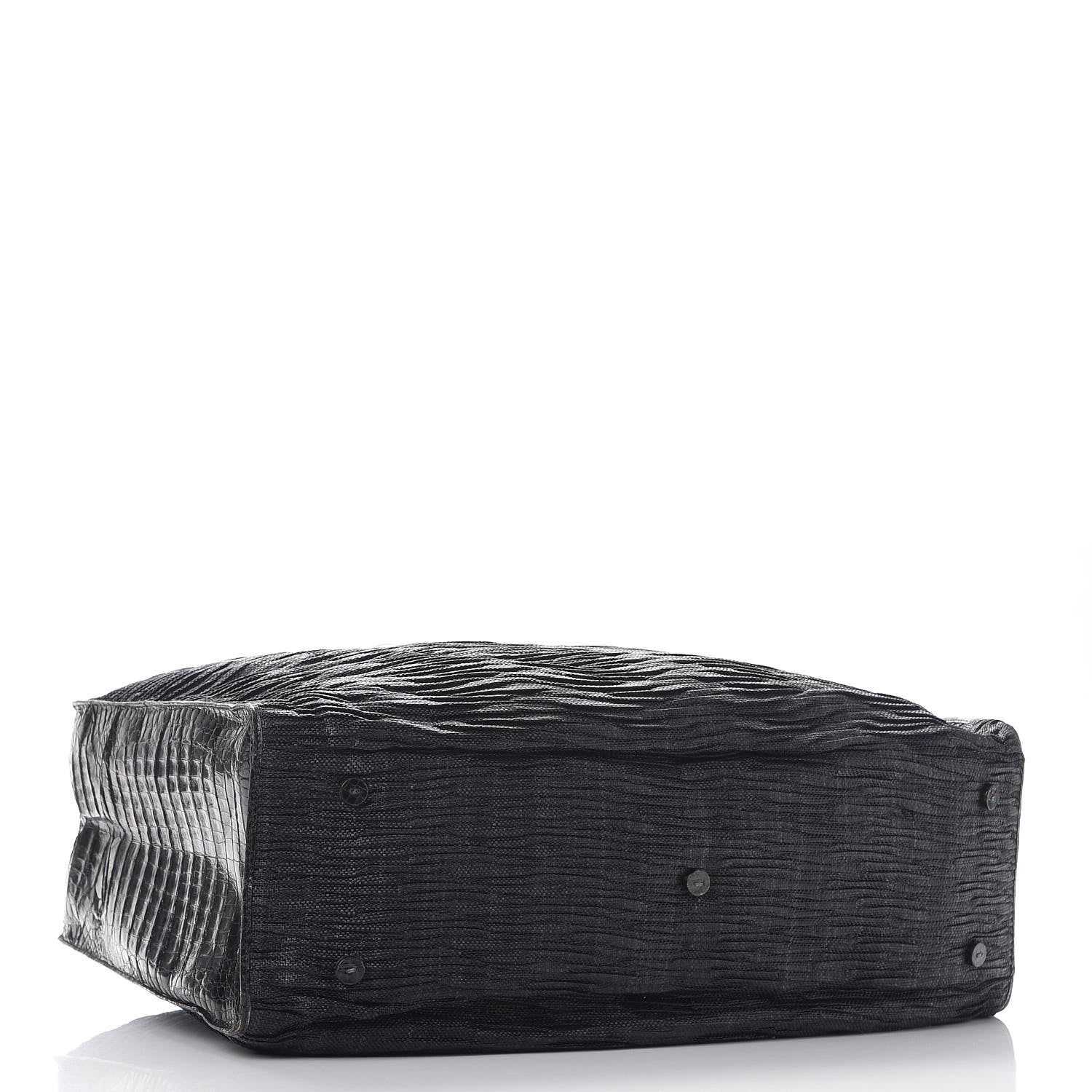 Nancy Gonzalez Straw Crocodile Shopping Tote Black 4 of 14