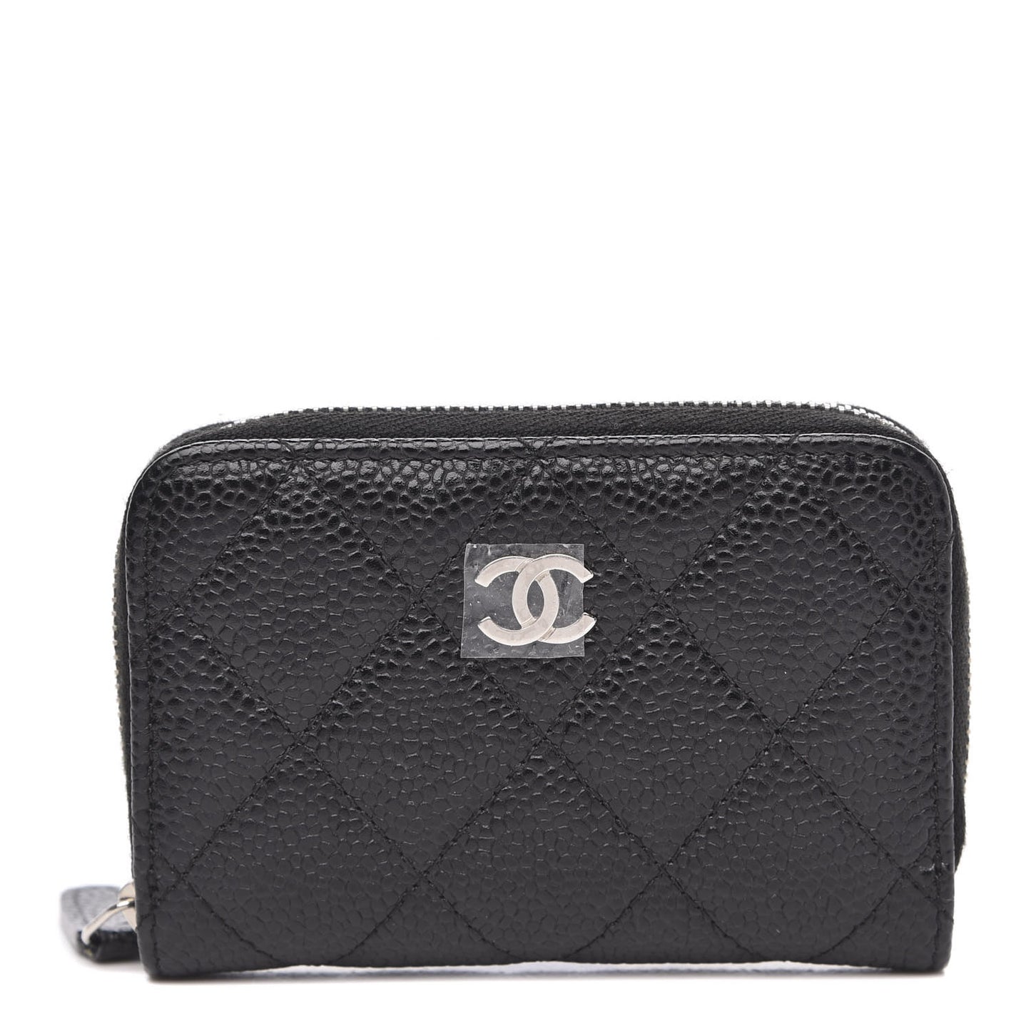Caviar Quilted Zip Coin Purse Black