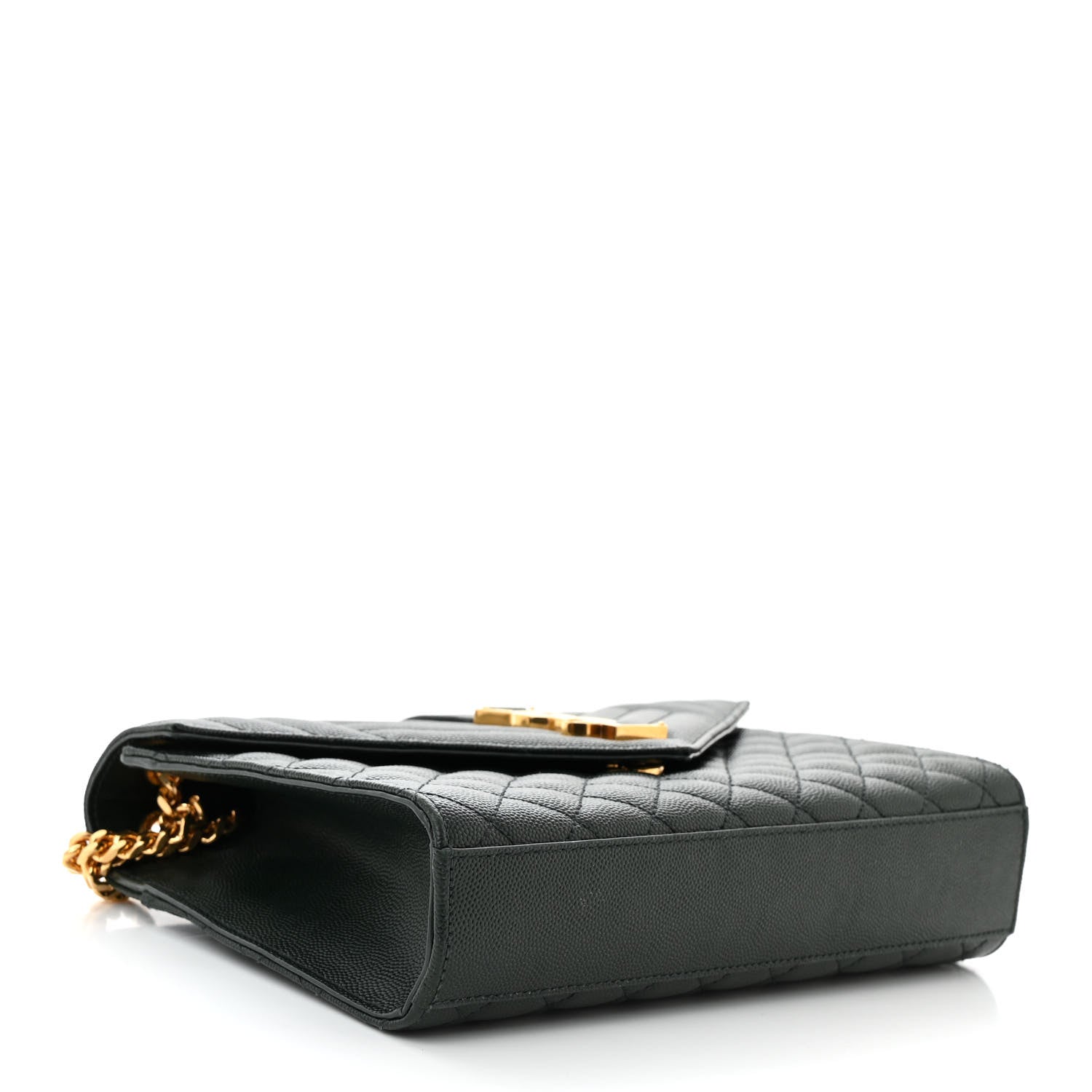 Saint Laurent Grain De Poudre Textured Mixed Matelasse Triquilt Medium Monogram Satchel Vert Fonce 4 of 11