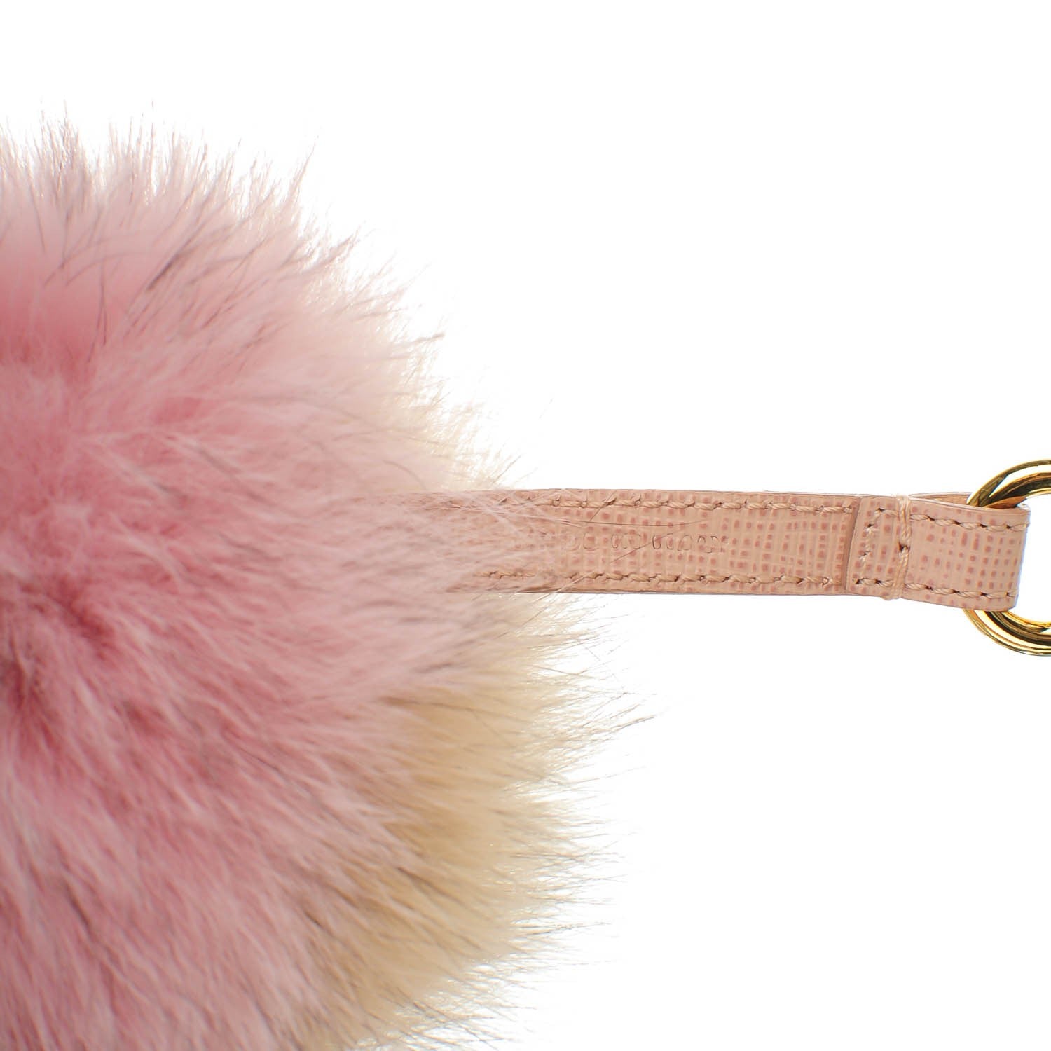 Fendi Fox Fur Vitello Elite Bi-Color Pom Pom Bag Charm Rosa Cammello Cipria 4 of 5