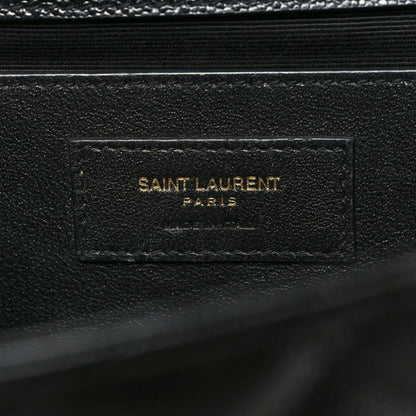 Saint Laurent Grain De Poudre Textured Mixed Matelasse Triquilt Medium Monogram Satchel Black 6 of 9