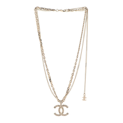 Chanel Crystal CC Multi Strand Chain Necklace Gold 3 of 6