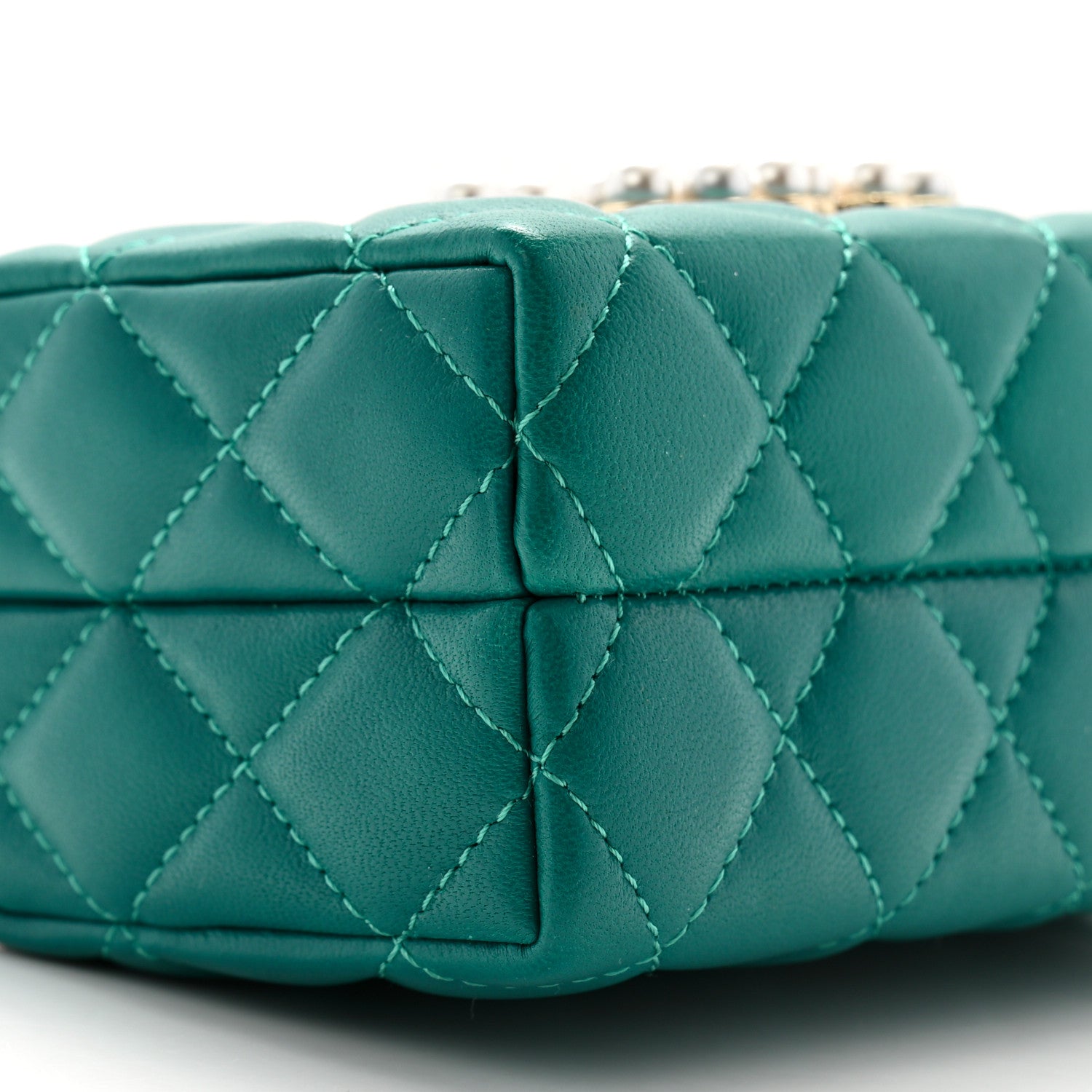 Chanel Lambskin Quilted Pearl CC Vanity Case Turquoise 10 of 11