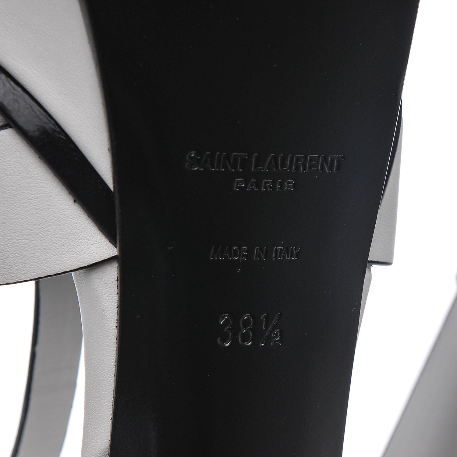 Saint Laurent Calfskin Tribute 105 Platform Sandals 38.5 White Black 6 of 7
