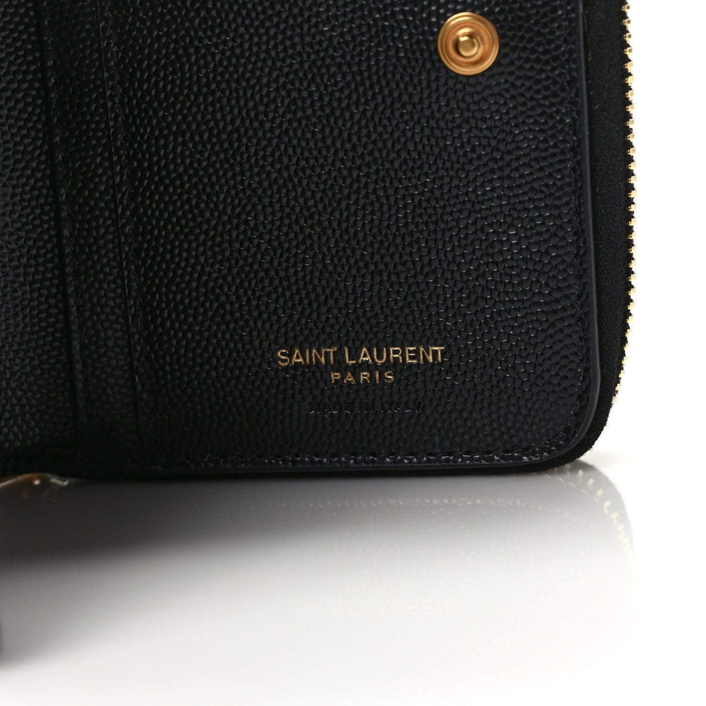 Grain De Poudre Matelasse Chevron Monogram Compact Zip Around Wallet Black
