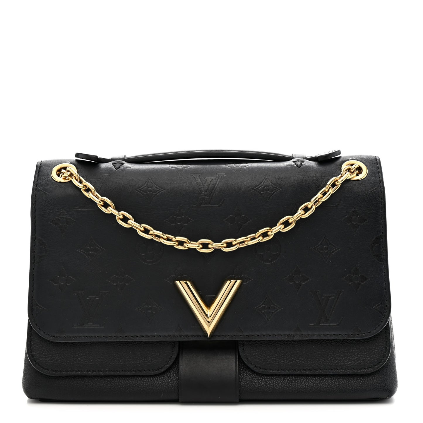 Monogram Cuir Plume Ecume Very Chain Bag Black