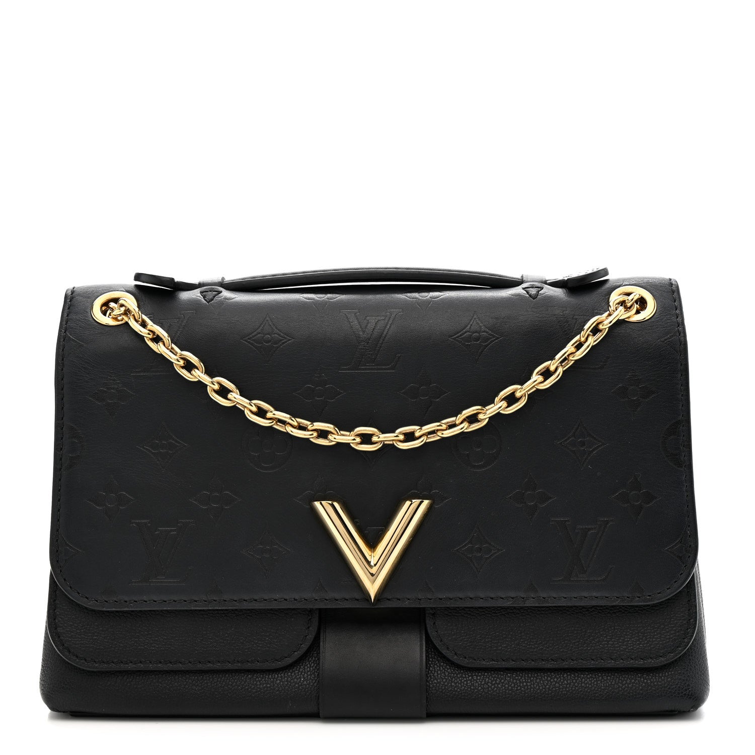 Louis Vuitton Monogram Cuir Plume Ecume Very Chain Bag Black 1 of 12